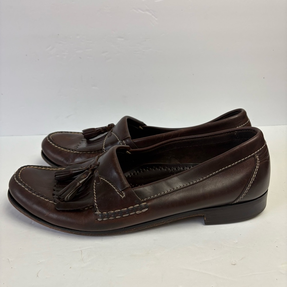 Johnston & Murphy Brown Leather Loafers Slip-Ons Dress Shoes Kiltie Tassel 12